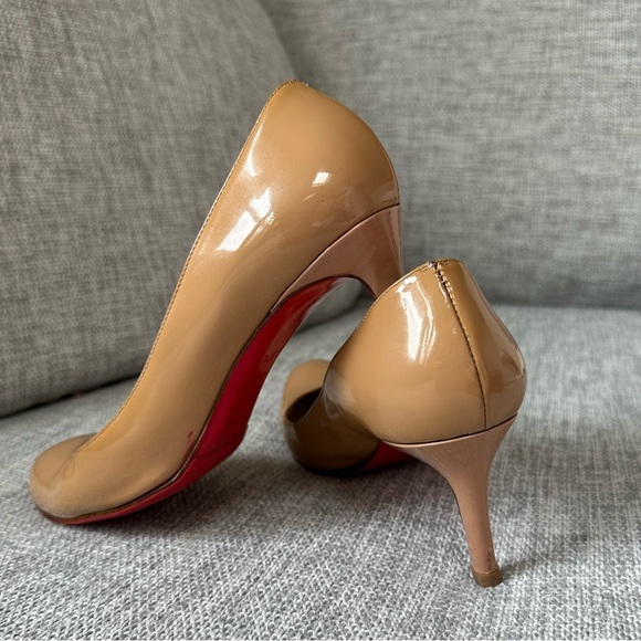 Louboutin Simple Pump 85 Nude Patent Calf Almond Toe - Picture 2 of 9